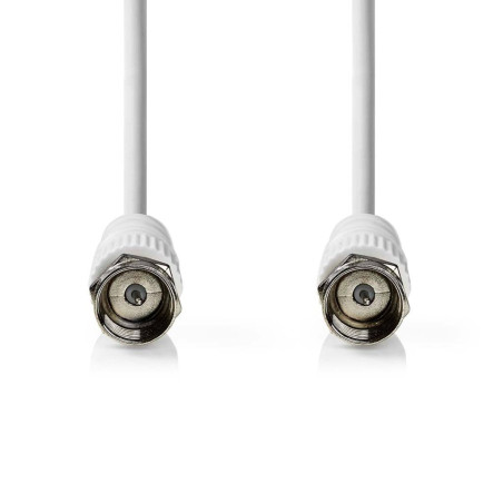 NEDIS Câble satellite et antenne | Fiche F | Fiche F | Nickelé | 75 Ohm | Double blindage | 1 m | Rond | PVC | Blanc | Label