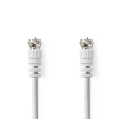 NEDIS Câble satellite et antenne | Fiche F | Fiche F | Nickelé | 75 Ohm | Double blindage | 1 m | Rond | PVC | Blanc | Label