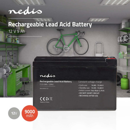 Nedis Batterie Rechargeable au Plomb Acide 12 V 9000 mAh