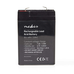 Nedis Batterie Rechargeable au Plomb-A Acide de 6 V 4000 mAh