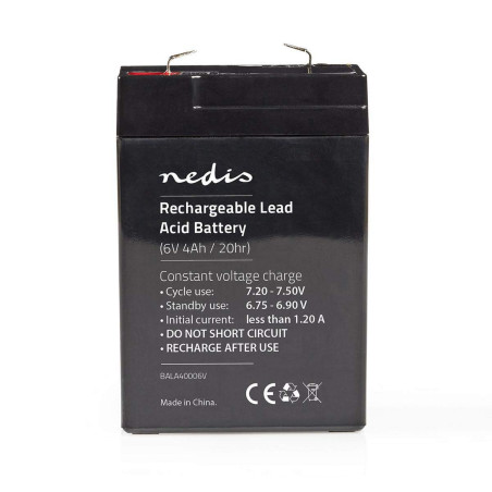 Nedis Batterie Rechargeable au Plomb-A Acide de 6 V 4000 mAh