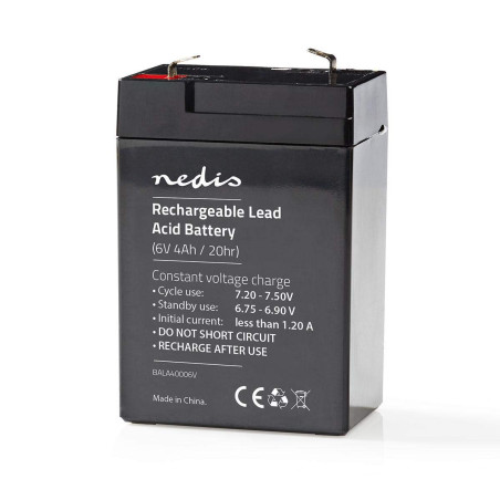 Nedis Batterie Rechargeable au Plomb-A Acide de 6 V 4000 mAh