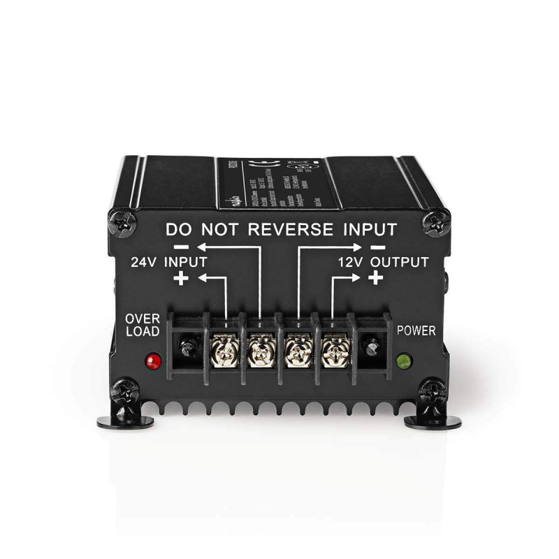 Convertisseur d'alimentation - Propulsé par la Voiture - 24 V DC - 12 V DC - 120 W - Bornier à vis - Equipé d'un fusible - Noir Convertisseur d'alimentation - Propulsé par la Voiture - 24 V DC - 12 V DC - 120 W - Bornier à vis - Equipé d'un fusible - Noir
