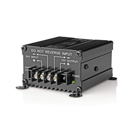 Convertisseur d'alimentation - Propulsé par la Voiture - 24 V DC - 12 V DC - 120 W - Bornier à vis - Equipé d'un fusible - Noir