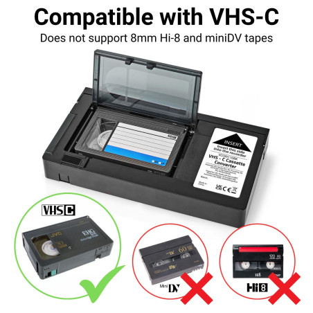 Nedis Convertisseur VHS - Conversion : VHS-C vers VHS - Plug and Play - Noir