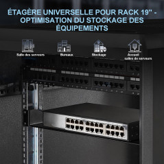 Extralink Étagere Rack Serveur 19 Pouces 1U 300 mm, Plateau Cantilever Universel Ventilé, Montage en Porte-a-Faux, Étagere pour 