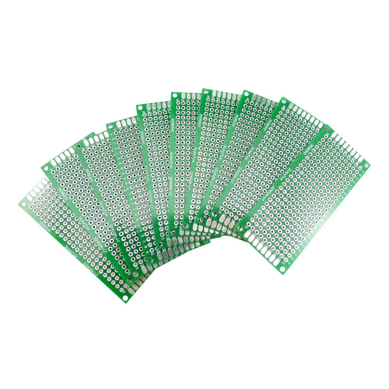 Aihasd 10 pièces Carte PCB double face Kit de maquette prototype 3x7 CM Circuit imprimé à grille de trous planche à pain Compati Aihasd 10 pièces Carte PCB double face Kit de maquette prototype 3x7 CM Circuit imprimé à grille de trous planche à pain Compati