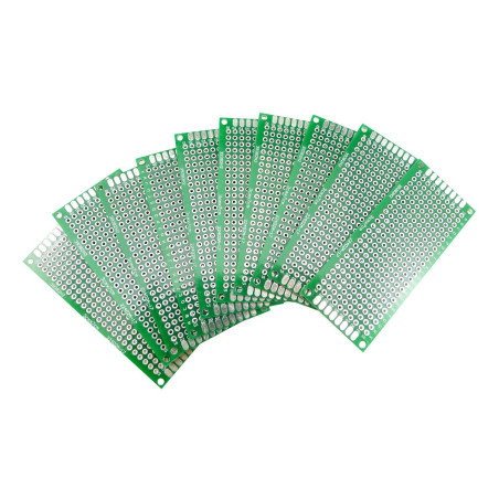 Aihasd 10 pièces Carte PCB double face Kit de maquette prototype 3x7 CM Circuit imprimé à grille de trous planche à pain Compati