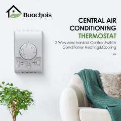 Thermostat Mécanique, 10-30 ℃ Thermostat Manuel de Climatisation, 110-220V/AC Centrale Thermostats à Tension de Ligne Chauffage