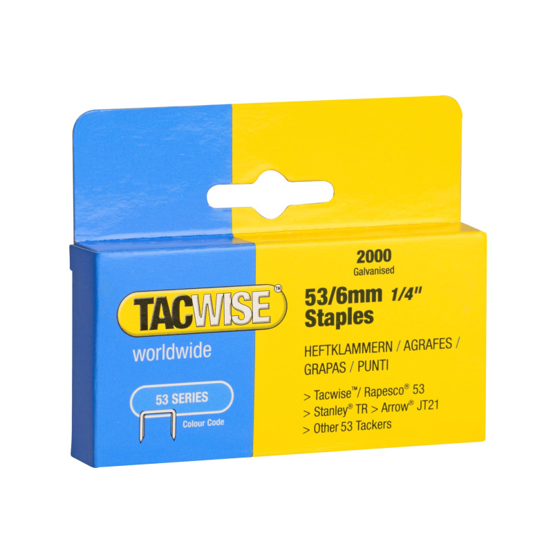 Tacwise 0334 Agrafes Galvanisées 53/6 mm, Boîte de 2.000 Tacwise 0334 Agrafes Galvanisées 53/6 mm, Boîte de 2.000