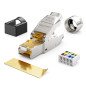 deleyCON 1x CAT 8 Prise Réseau RJ45 Sans Outil Prise Réseau 40 Gbit/s Blindée pour Câbles d'Installation Rigides de Câble Brut C