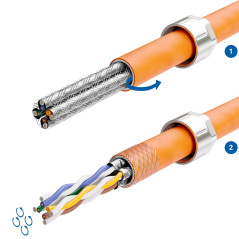 deleyCON 1x CAT 8 Prise Réseau RJ45 Sans Outil Prise Réseau 40 Gbit/s Blindée pour Câbles d'Installation Rigides de Câble Brut C