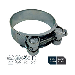 DOJA INDUSTRIAL | Collier à Tourillon | Collier de Serrage Haute Pression | Diamètre 23-25 mm | Lot 5 | Fixation Solide | Utilis