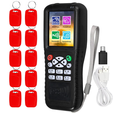 HERNAS RFID NFC Reader Writer Duplicator, Programmateur de Carte à Puce RFID Multi-fréquences, Décodeur de Carte cryptée, Décoda