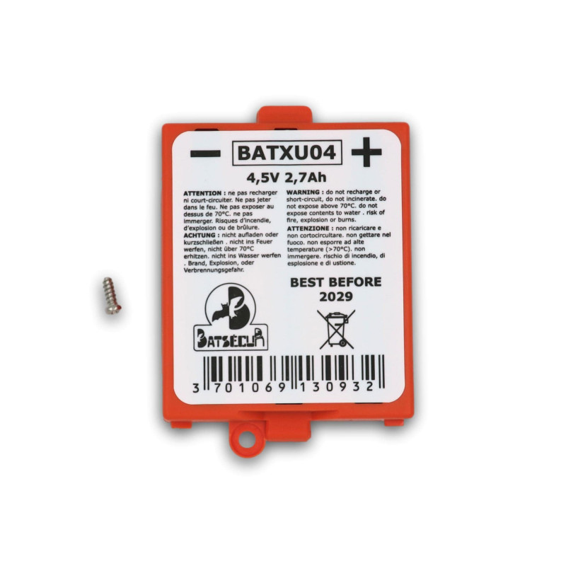 BATSÉCUR - Pile Alarme BATXU04 Compatible RXU04X pour DAITEM Hager LOGISTY ATRAL - 4.5V 2.7Ah BATSÉCUR - Pile Alarme BATXU04 Compatible RXU04X pour DAITEM Hager LOGISTY ATRAL - 4.5V 2.7Ah