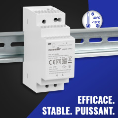 Poppstar Alimentation pour Rail DIN sortie 12 V DC 2 A max. 24 W (entrée 100-240 V AC 50/60 Hz) Transformateur 12V