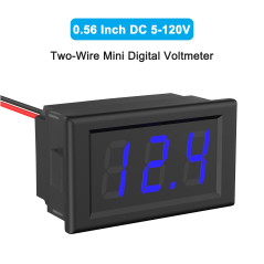 Voltmetre DC 5V ~ 120V Mini Voltmètre Digital 0,56 Pouce 2 Fils Étanche Volt Jauge de Tension Affichage LED pour Véhicule, Camio