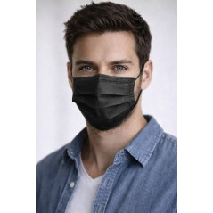 CRAZYCHIC - x102 Masque Chirurgical Médical NOIR Type IIR - Certifié CE Norme EN14683 - Masque Jetable 3 Plis Protection Respira