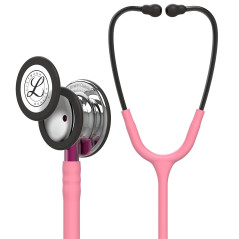 3M Littmann Stéthoscope de surveillance Classic III, tubulure rose nacré, Édition Miroir, base rose et lyre Smoke, 69 cm, 5962