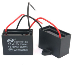DollaTek 2Pcs CBB61 8uF 450V AC 50 / 60Hz Ventilateur Moteur en Courant Condensateur