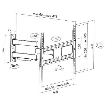 LogiLink BP0004 Support TV Mural Noir