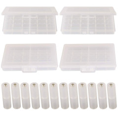 GTIWUNG 4Pcs Boîte à Piles en Plastique(10 Cellules), Boîte de Rangement pour Piles, Boîte à Piles pour AA et AAA + 12Pcs Conver