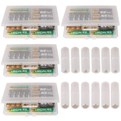 GTIWUNG 4Pcs Boîte à Piles en Plastique(10 Cellules), Boîte de Rangement pour Piles, Boîte à Piles pour AA et AAA + 12Pcs Conver