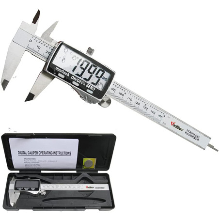 Pied à Coulisse Numérique 150 mm Vodlbov, Acier Inoxydable, Electronique Caliper Vernier, Ajustage de Précision, Mesure de Diamè