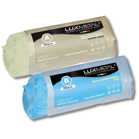 Lux Metal 2 Pate a polir abrasive 350g A-B Fin Gros Kit de Polissage Metal Acier Inox Alu Aluminium laiton bronze pour Metaux Ne