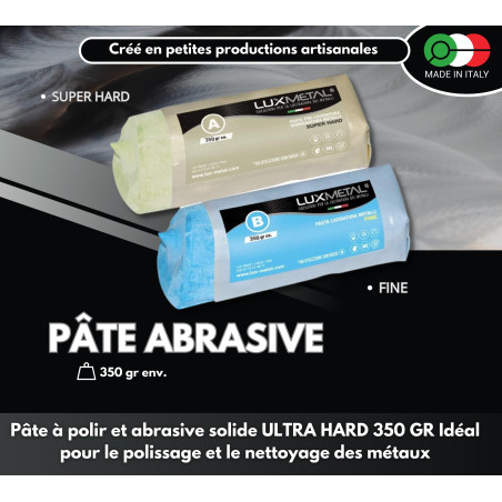 Lux Metal 2 Pate a polir abrasive 350g A-B Fin Gros Kit de Polissage Metal Acier Inox Alu Aluminium laiton bronze pour Metaux Ne