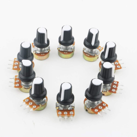 RUNCCI-YUN 10pcs linéaire rotatif potentiomètre,WH148,Potentiomètre1k, (1 × pincettes anti-statiques)