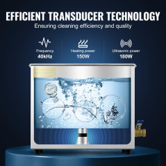 VEVOR Nettoyeur A Ultrasons 6L,Ultrasonic Cleaner Professionnel 180W 220V,Nettoyeur Digital Affichage Ultrasonique chauffage à 8