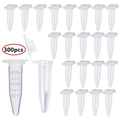 HUAZIZ 300 Pièces 0.5ml Tube à Centrifuger en Plastique Conique Tubes de Laboratoire Conteneurs D'échantillons avec Snap Cap pou