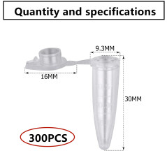 HUAZIZ 300 Pièces 0.5ml Tube à Centrifuger en Plastique Conique Tubes de Laboratoire Conteneurs D'échantillons avec Snap Cap pou