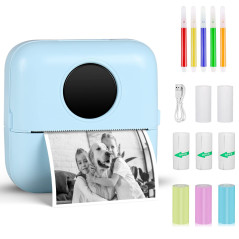 GuKKK Imprimante Photo Portable, Mini Imprimante Photo Instantané sans Fil, Imprimante Thermique sans Fil BT Imprimante Mobile, 