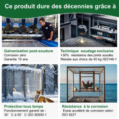 Grillage à Poule Galvanisé 1m x 20m - Maille Carrée 12,7mm - Clôture Solide pour Poulailler, Volière & Jardin - Résistant aux Ro