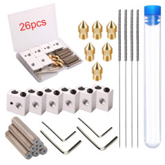 RUNCCI-YUN 6pcs 30MM Longueur Extrudeuse 1.75MM Teflon Tube de gorge et 6pcs 0.4MM Extrudeuse en laiton Tête d'impression Buse e