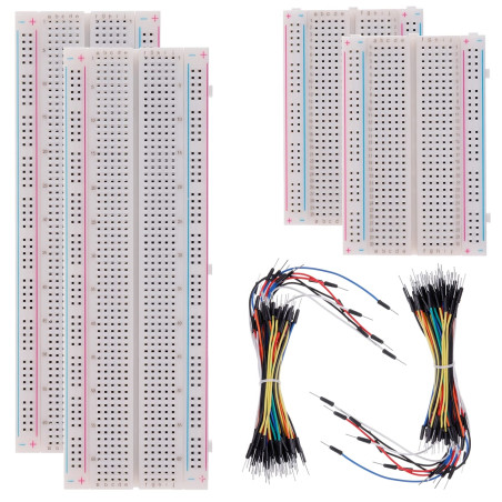 BOJACK Breadboard Kit Planche à Pain sans Soudure 2 Pcs 830 Points d'attache & 2 Pcs 400 Points d'attache & 126 Pcs Fils de Cava