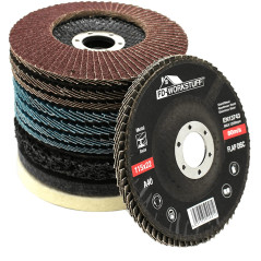 11 disques à lamelles et polissage - Diamètre : 115 mm - Disques à lamelles 4 x bleus (inox) 4 x marron (standard) grain 40/60/8