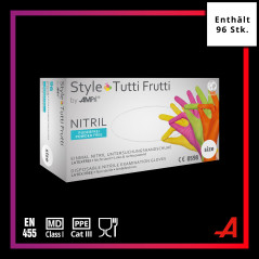 AMPri Med-Comfort Lot de 96 gants jetables en nitrile non poudrés Multicolore Mélange de couleurs Tailles XS, S, M, L, XL