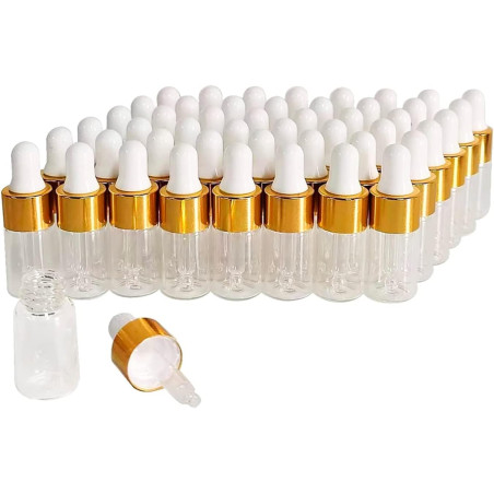 NOLACE Flacons en Verre 25 Pièces Avec Pipette, 3ML Bouteilles Vides Avec Compte-gouttes Pour Huiles Essentielles, Parfum, Huile