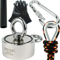 SENSEI Kit de Pêche à l'Aimant, Aimant Néodyme Double Face 150 kg N52 avec Accessories