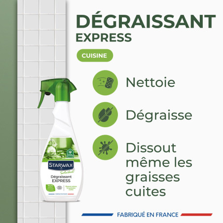 STARWAX SOLUVERT - Dégraissant Express - Spécial Cuisine - Dissout et Élimine les Graisses Même Cuites - 99,8% d’Ingrédients d’O