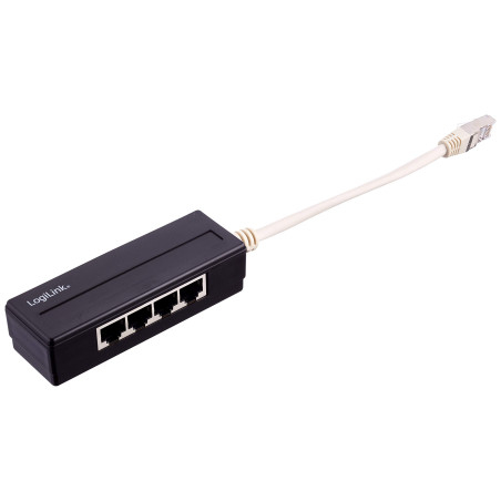 LogiLink MP0032 Modular Splitter 4Port RJ45, Blindé, avec 15 cm de câble