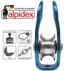 ALPIDEX Poulie de Renvoi 22 KN | Fix Pulley | Poulie de Mouflage | Norme EN12278 | Câbles Jusqu'à 13 mm Diamètre | Palan à Câble