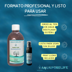 Aquapurelife - DMSO 70% avec compte-gouttes | Diméthylsulfoxyde 500 ml, qualité pharmaceutique | Solvant organique incolore | Fl