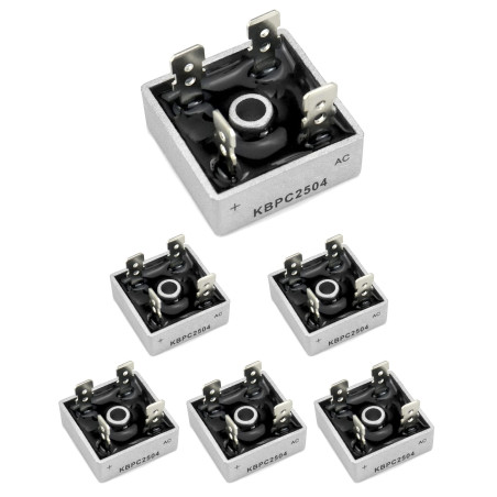 QWORK® Redresseur de pont monophasé AC à DC 6 PCS KBPC2504 400V 25A pour applications électroniques de puissance