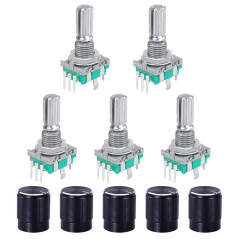WayinTop 5 Set 360 Degrés Rotatif Encodeur Module Rotary Encoder Codeur Rotatif EC11 5Pin Commutateur De Codeur avec Capuchon de