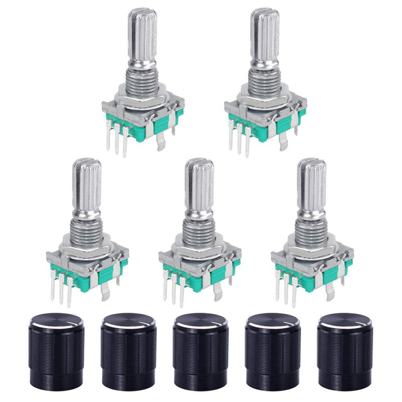 WayinTop 5 Set 360 Degrés Rotatif Encodeur Module Rotary Encoder Codeur Rotatif EC11 5Pin Commutateur De Codeur avec Capuchon de WayinTop 5 Set 360 Degrés Rotatif Encodeur Module Rotary Encoder Codeur Rotatif EC11 5Pin Commutateur De Codeur avec Capuchon de