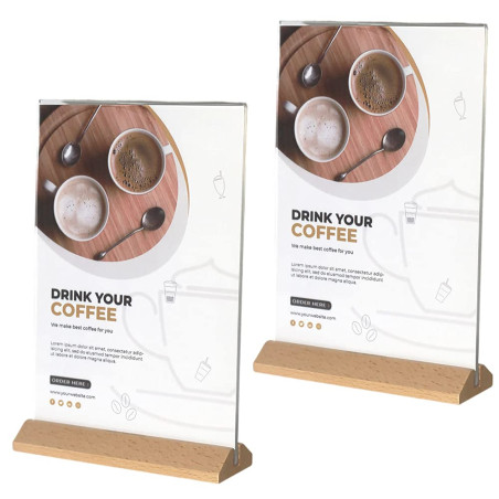 2 Pièces Présentoirs de Table, Porte Affiche, Support de Menu Double Face, Support pour Menu, A5 Porte Menu Transparent Acryliqu